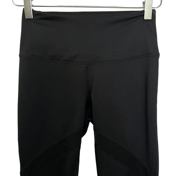 Z By Zella Black with Gold Piping Mesh Cropped Low Rise Leggings - Size XS - Picture 2 of 8